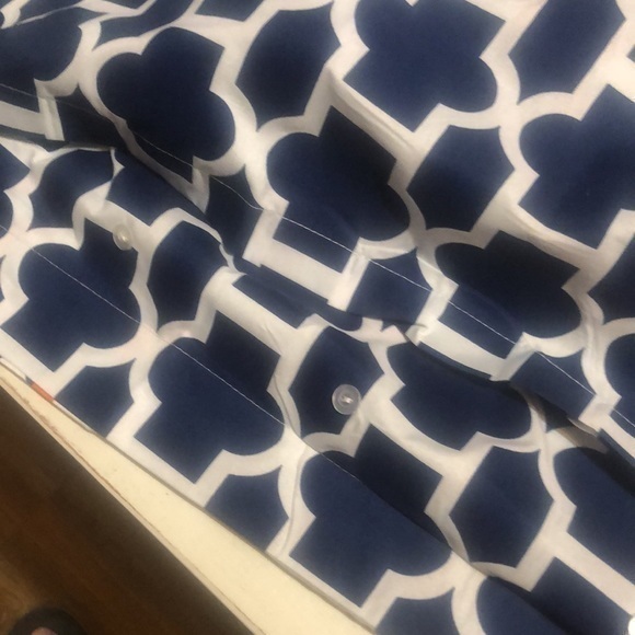 Size 30 x 24 button top closure Pillow shams in orange white and navy - Picture 6 of 7